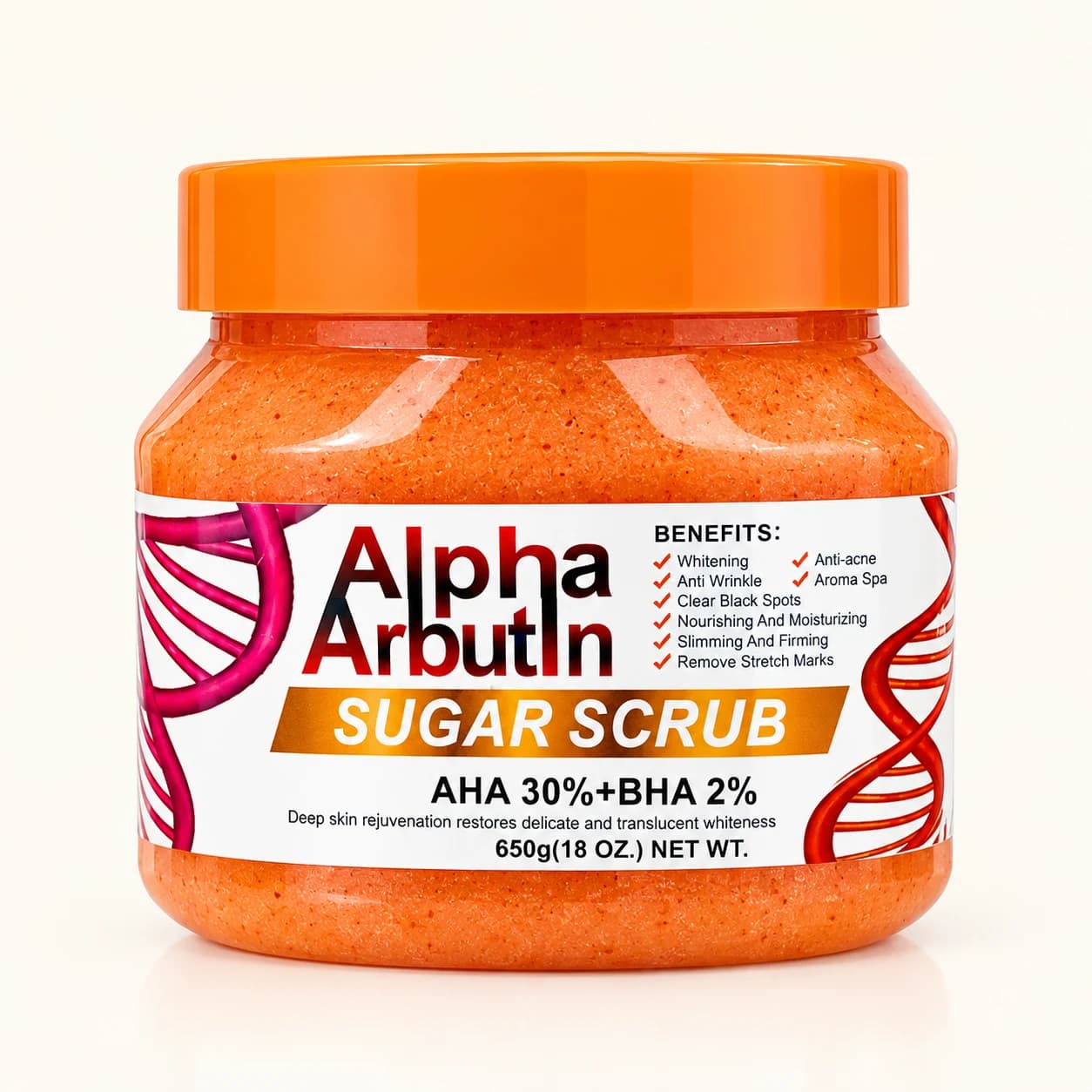 Private Label Alpha Arbutin Sugar Scrub (AHA 30% + BHA 2%)